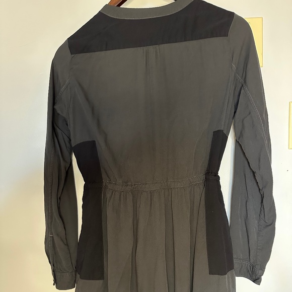 Gap Shirt Dress Black/Gray Color Block w/ Pockets, Button Front, Mid-Length Sz 4 - Picture 3 of 6